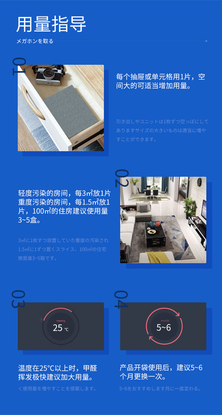 树派甲醛净化布-用量指导